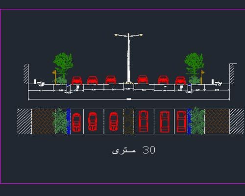 نقشه اتوکدی برش عرضی خیابان به صورت رایگان - فروشگاه ایرانیان شهرساز